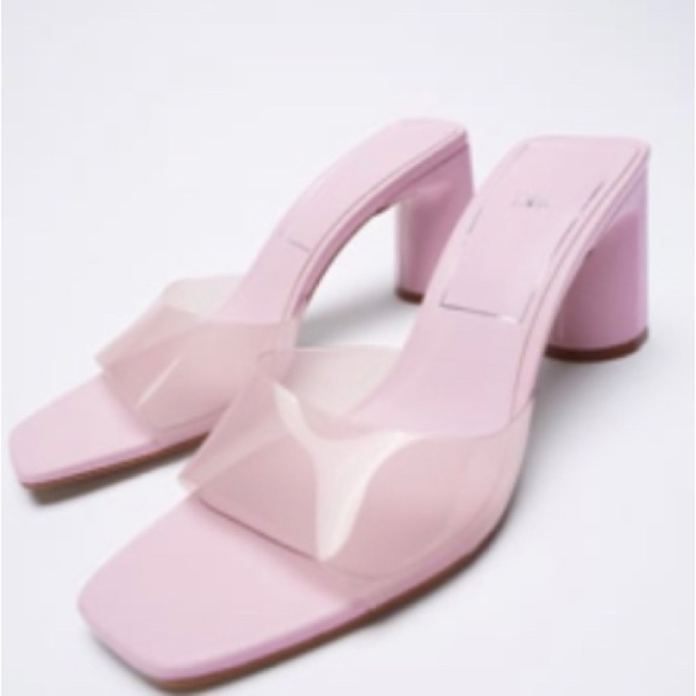 Zara Wide Heeled Vinyl Sandals